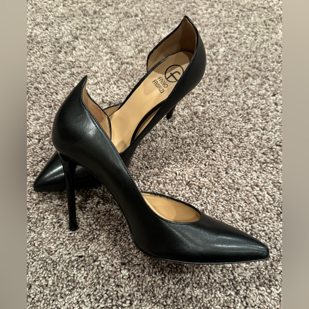 NWT Fabio Fabrizi, black, Italian leather stiletto, size 8/ 38